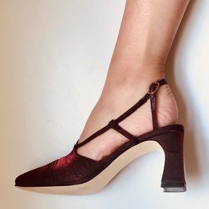 Vintage Oxblood Strappy Pumps
